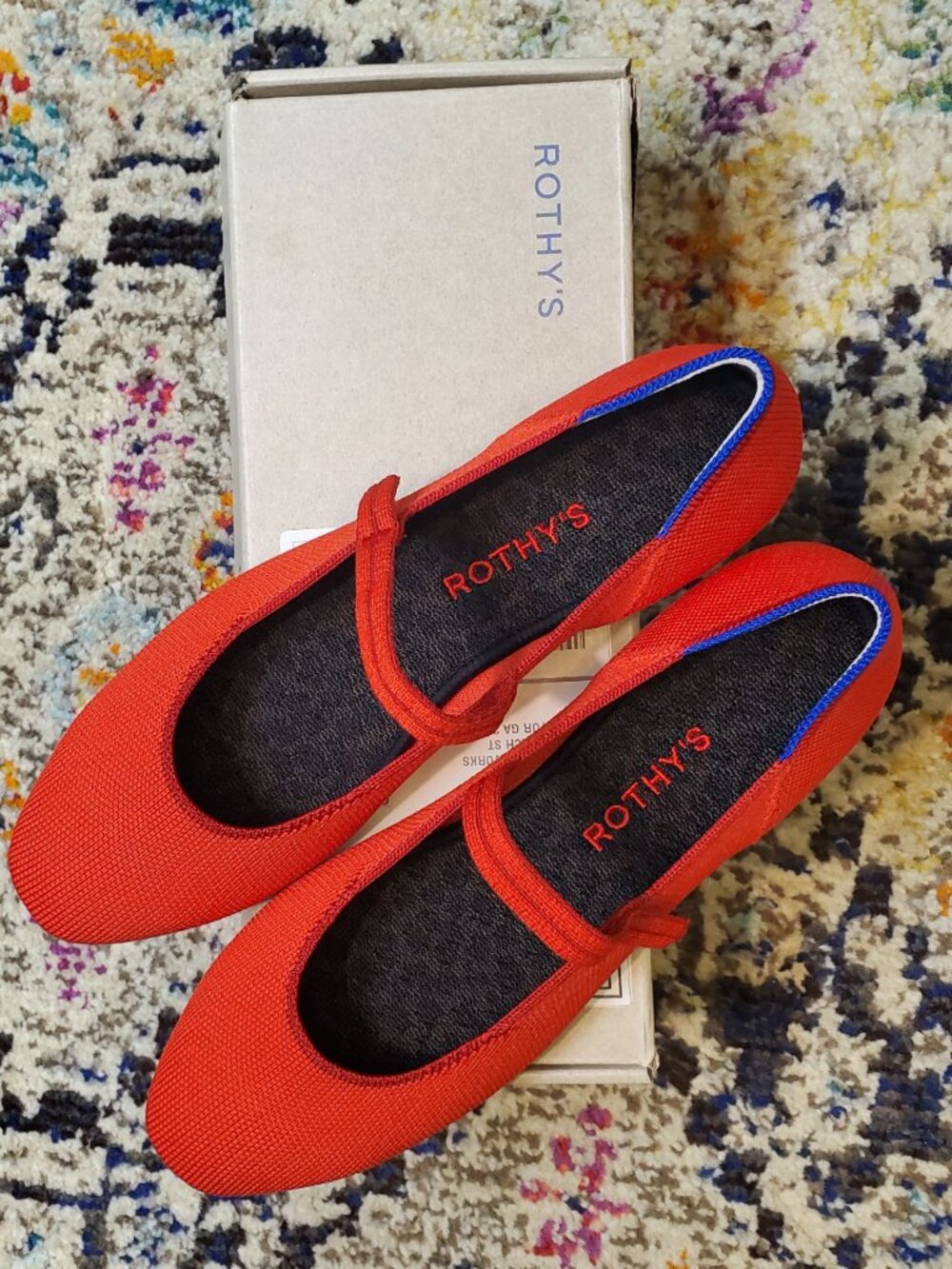 NIB Rothy's The Flat Mary Jane in Flame Red 075-003 Size 9